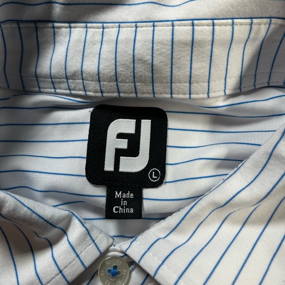 FootJoy Men's Blue Striped Polo Shirt, size L - Picture 3 of 8